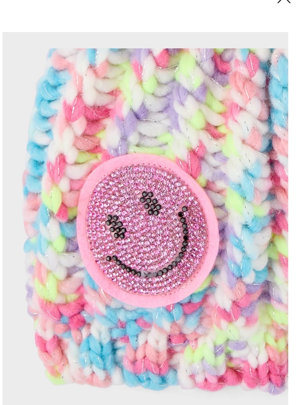 NWT:Kids Winter Rainbow Embroidered Icon Knit BeanieHat with Pink Pom Pom. Sz: 8 - Picture 3 of 5